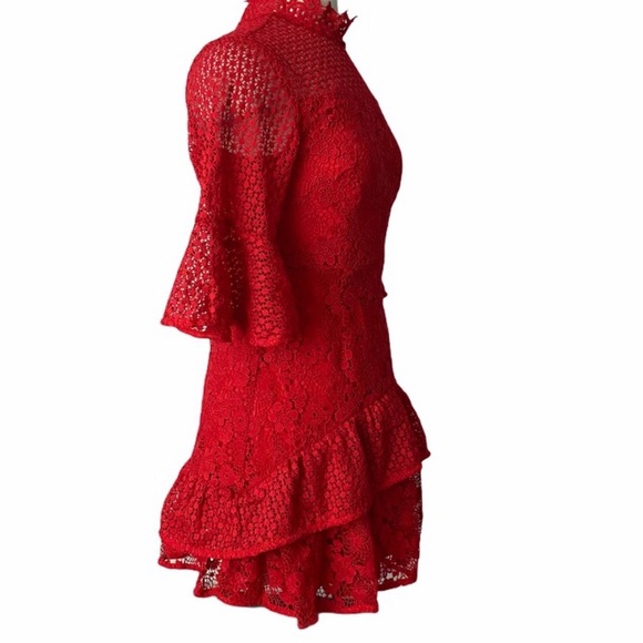 Lea & Viola Dresses & Skirts - Lea & Viola red crochet mini dress sz- xs